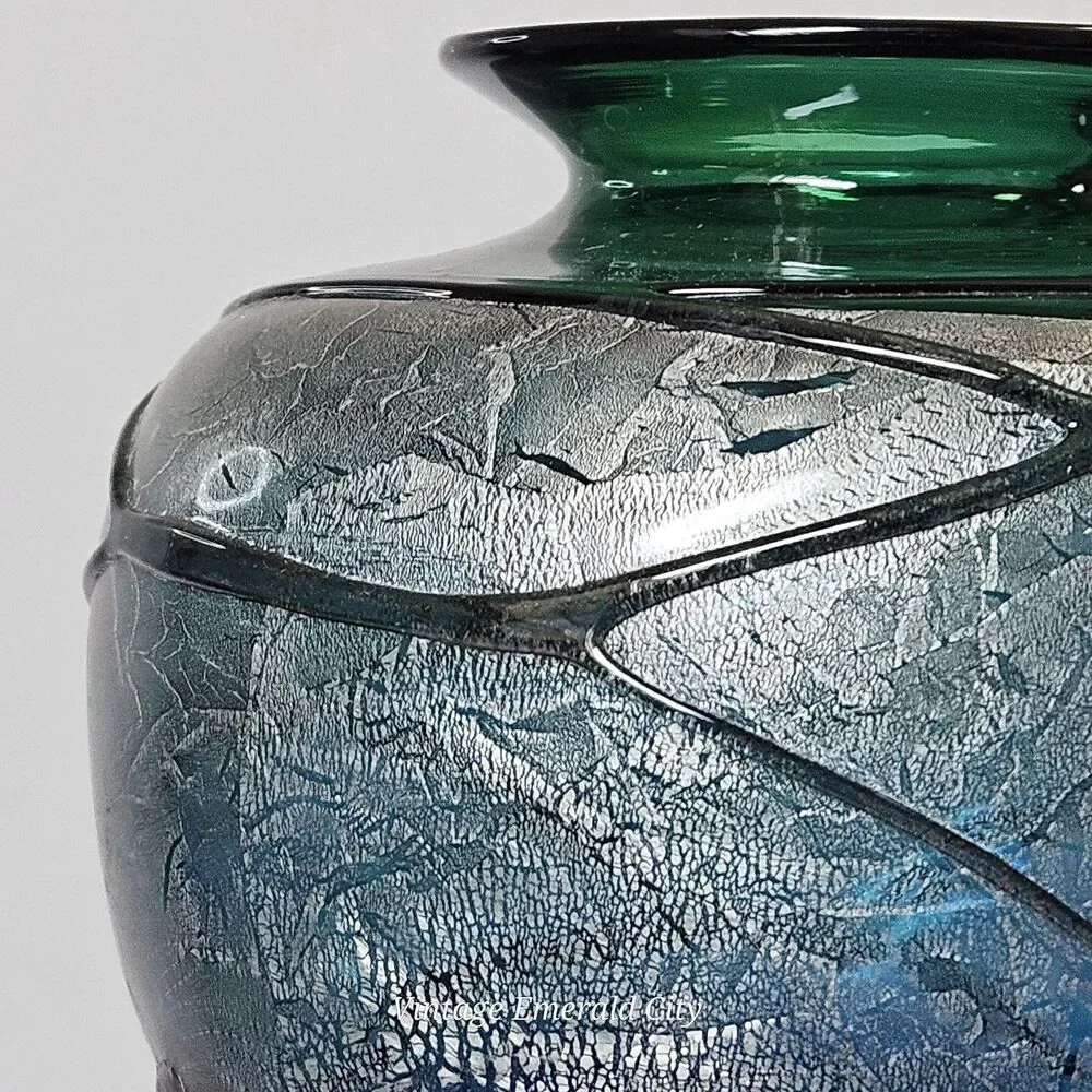 Vtg Verrerie La Mailloche Quebec Handmade Art Glass Vase 4